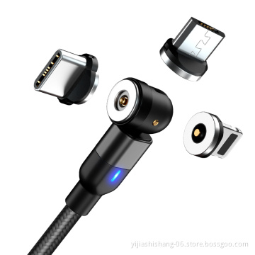 540 Degree Magnetic Charging Cable Nylon Braided 360 & 180 Rotation Magnetic Phone Charger 3 in 1 USB Magnetic Charger Cord